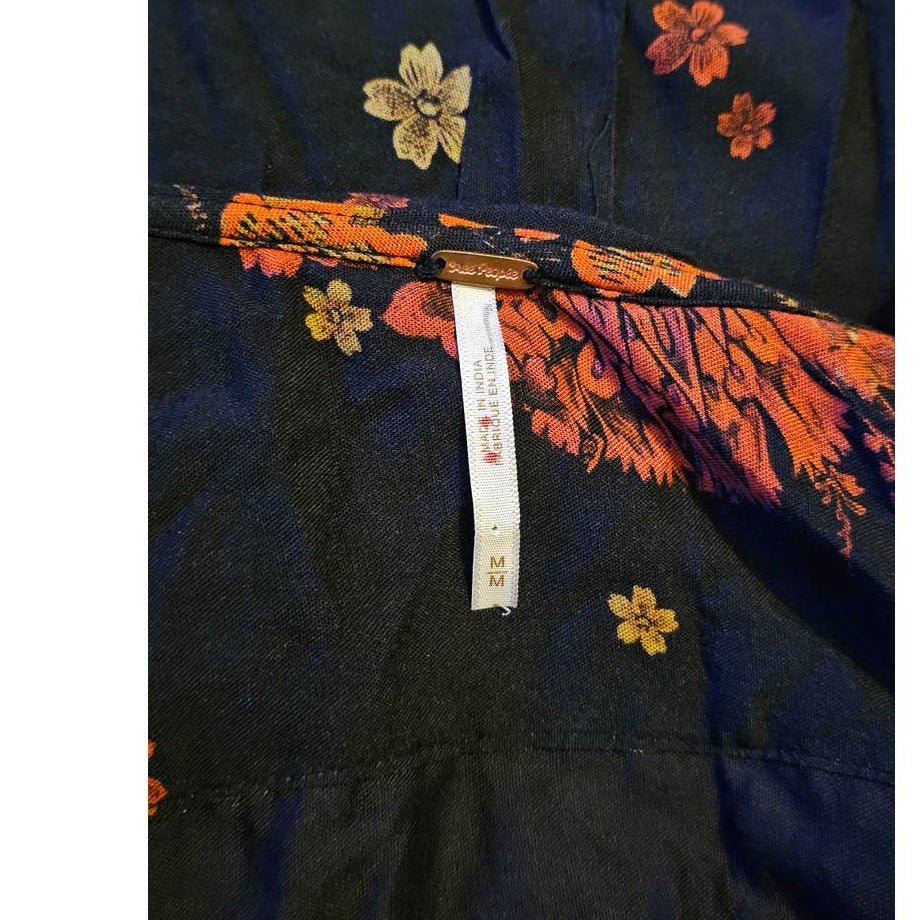 New Free People Talsey Maxi Dress $198 MEDIUM Black Floral