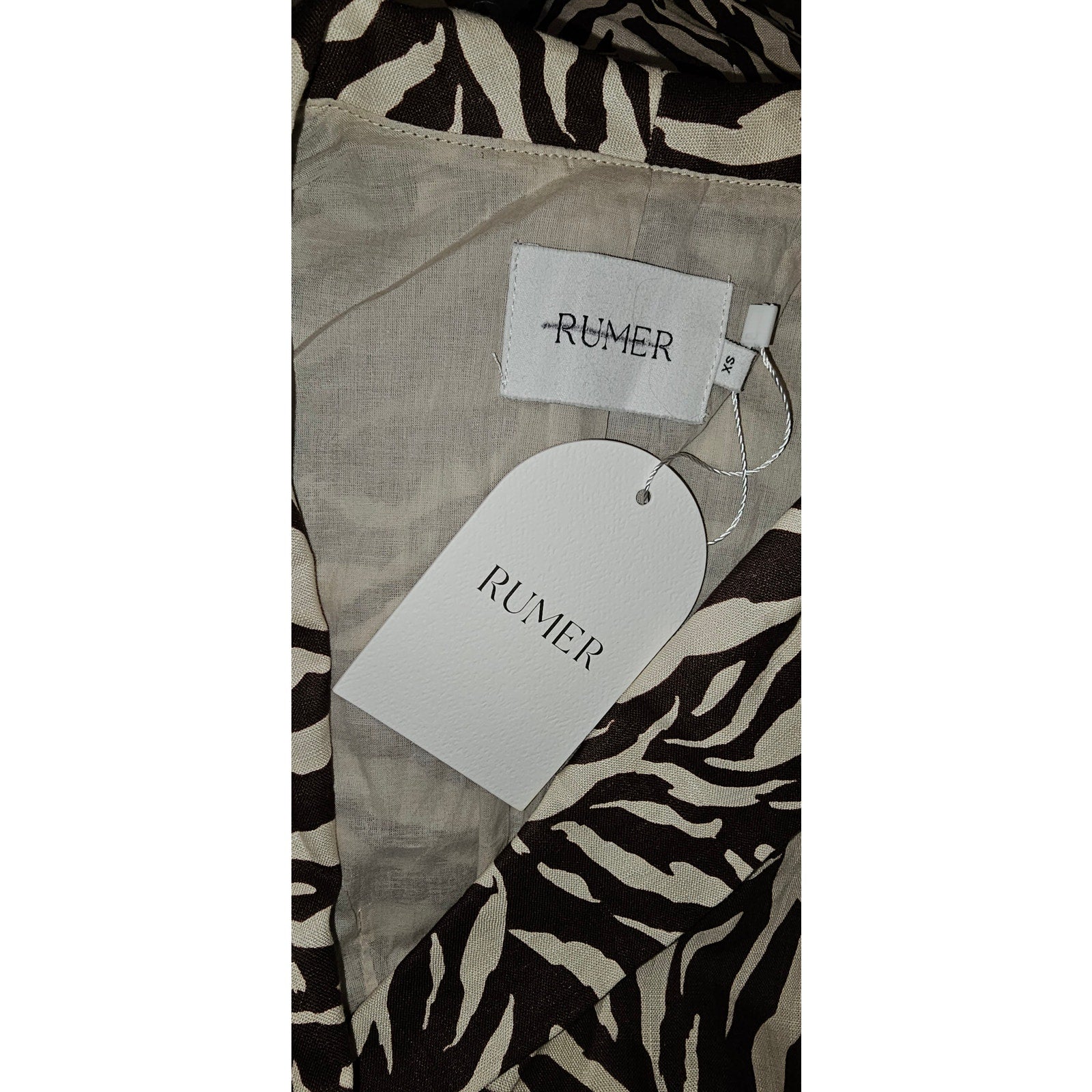 New Free People RUMER Cyrus Zebra Striped Blazer Mini Dress $379 X-SMALL Brown