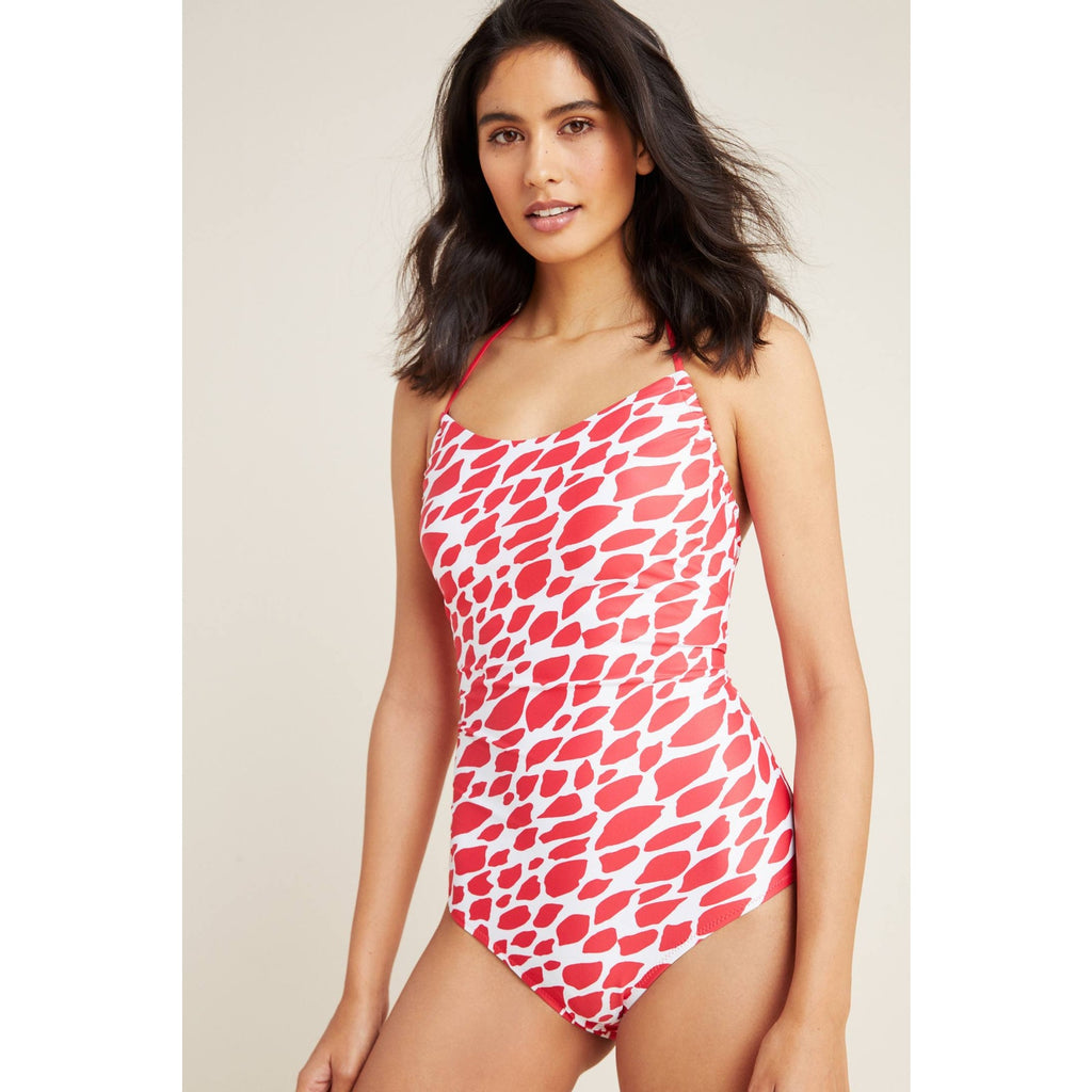 New Anthropologie Kimmie Halter One-Piece Swimsuit $128 RED Medium