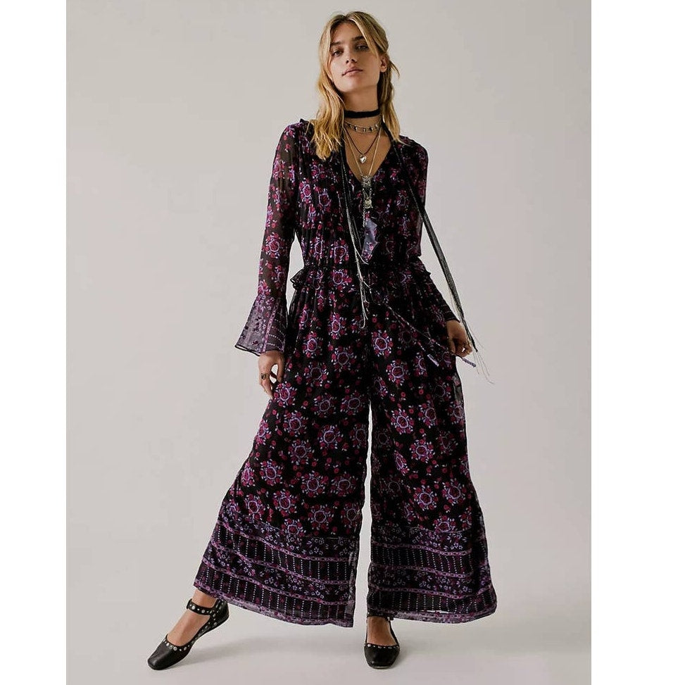 Anna Sui Cassiel Abstract Floral Jumpsuit