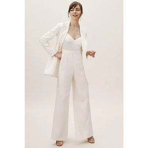 New BHLDN x Jill Stuart Nicki Jumpsuit $328 Sz 6 Off-White BRIDAL Wide-leg Crepe