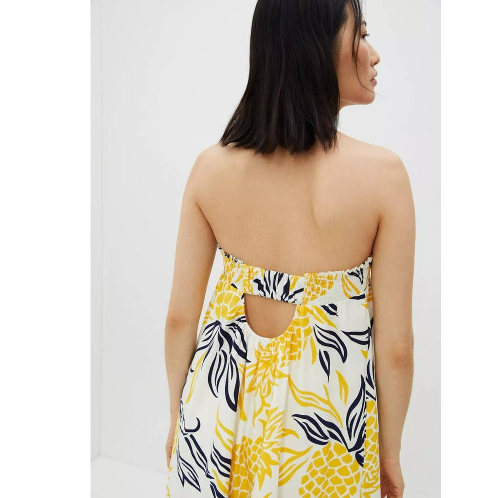 New Anthropologie Floral Flounced Maxi Dress $188 Yellow Pineapple Small