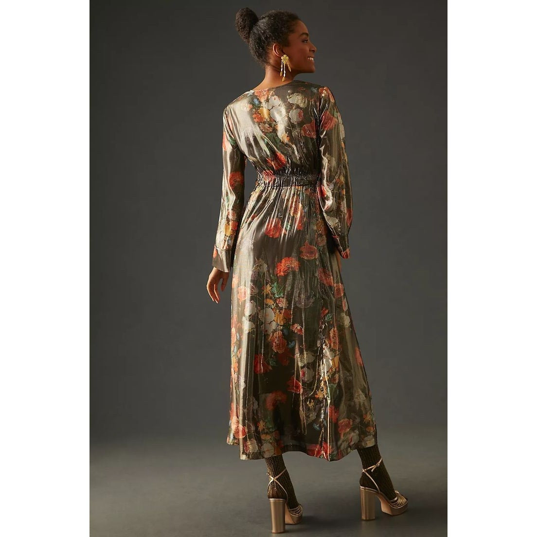 New Anthropologie Caballero Deep V-Neck Maxi Dress $248 X-SMALL Floral