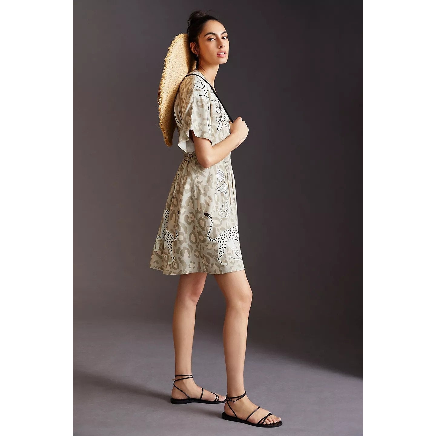 New Anthropologie Bl-nk Micro Kaftan $134 ONESIZE (S/M) Mini Dress Smocked