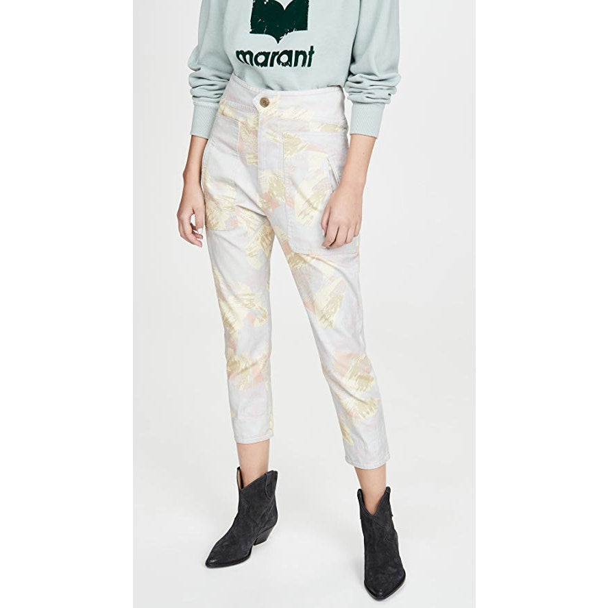 New Isabel Marant Etoile Raluni Trousers $415 CHALK Size 34 (US 2) Painterly