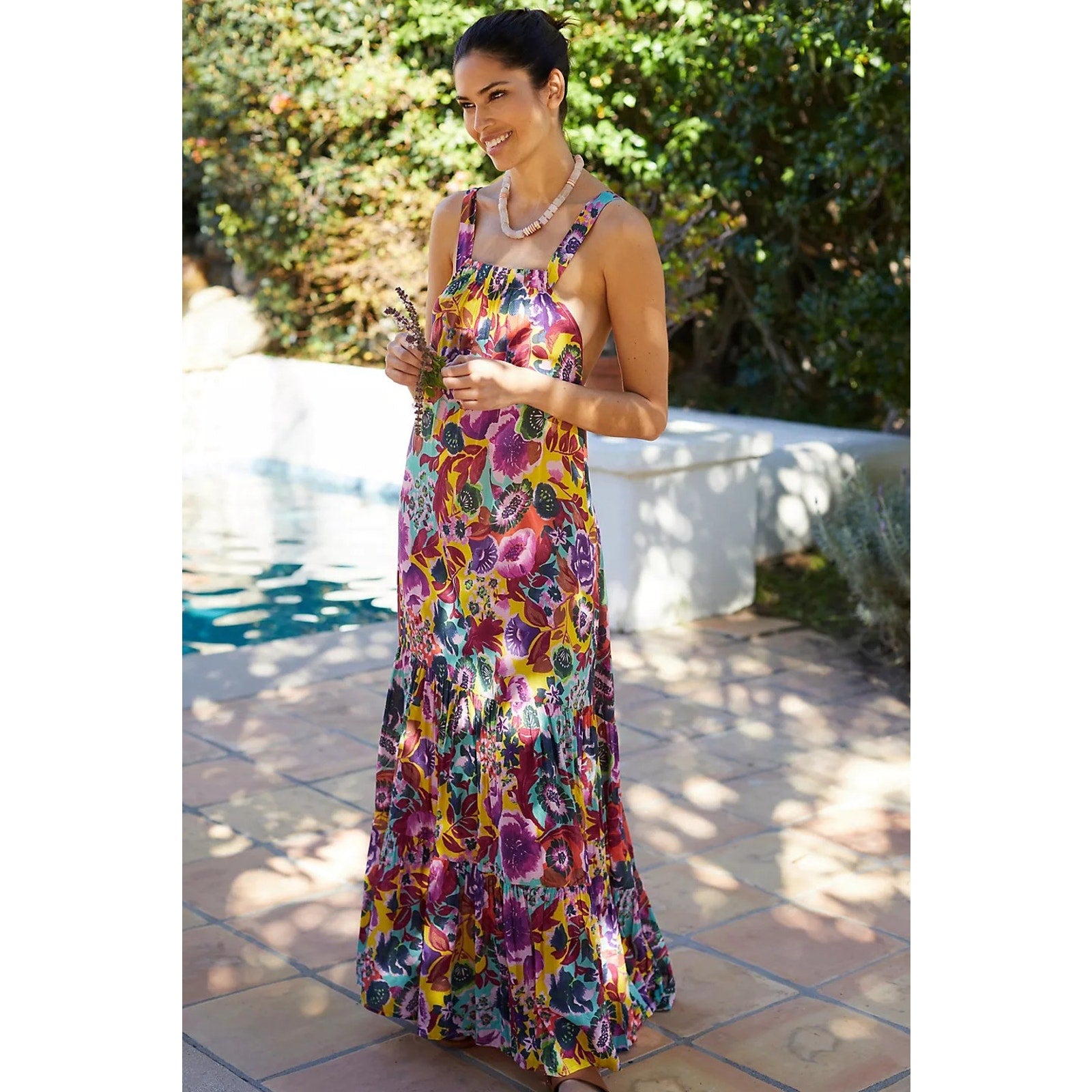 New Anthropologie Boho Floral Maxi Cover-Up Dress $118 SMALL