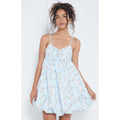 New Free People In A Bubble Floral Mini Dress $128 SMALL Blue Empire Babydoll