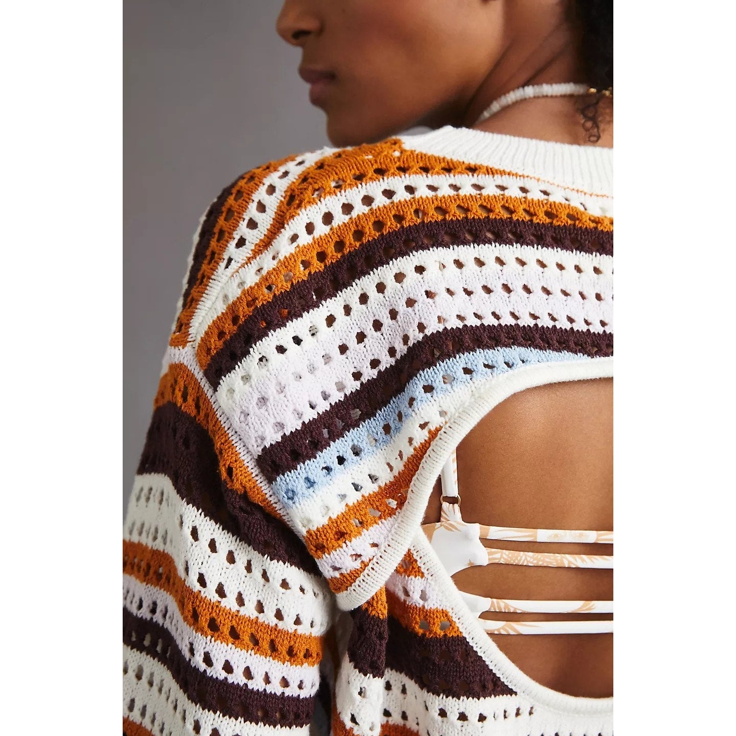 New Anthropologie by Maeve Striped Open-Back Poncho $118 ONESIZE Knit