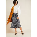 New Anthropologie Bias Satin Midi Skirt $110 SIZE 8 Black Floral