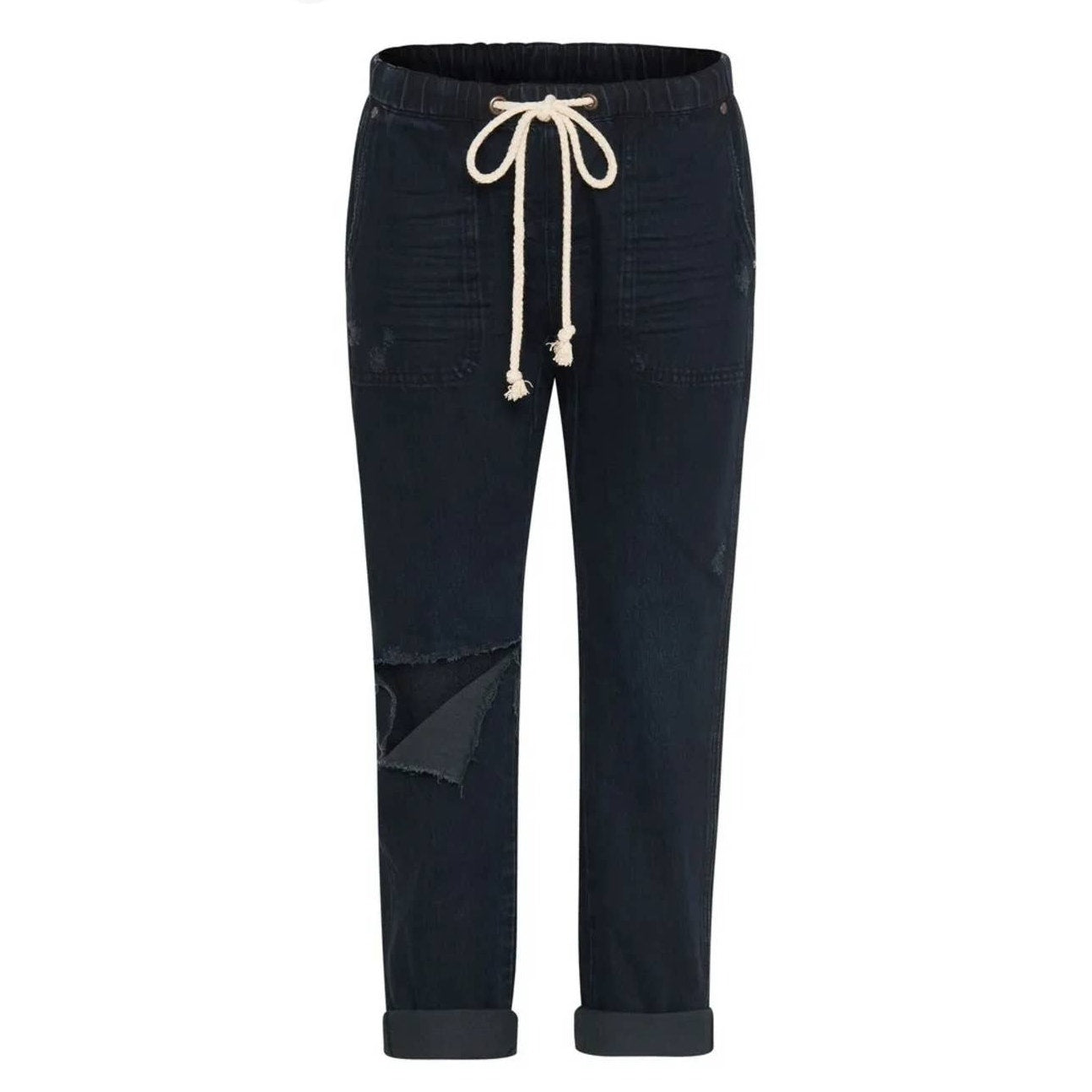 New Free People OneTeaspoon Shabbies Drawstring Boyfriend Jeans $138 SMALL Oxford