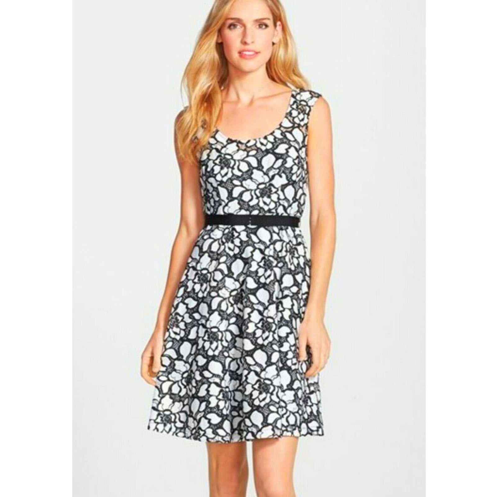 New Tracy Reese Audrey Fit & Flare Lace Overlay Mini Dress $178 Size 6