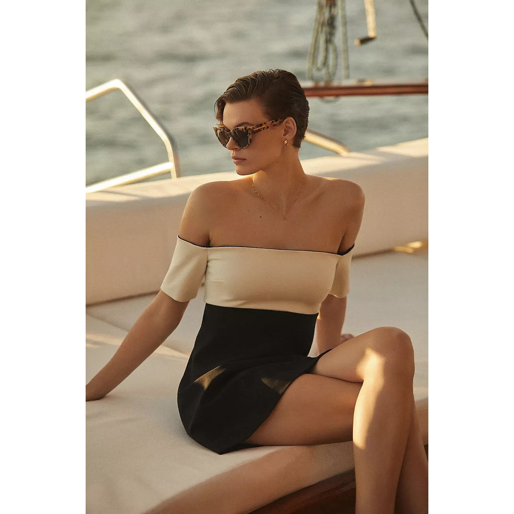 New Anthropologie Maeve Colorblock Knit Mini Dress $160 XXS B&W