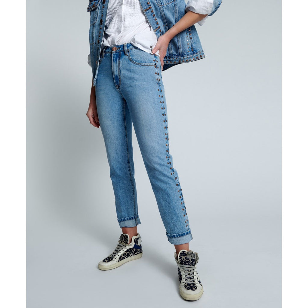 New One Teaspoon Studded High Waist Awesome Baggies Denim Jeans $180 SIZE 26