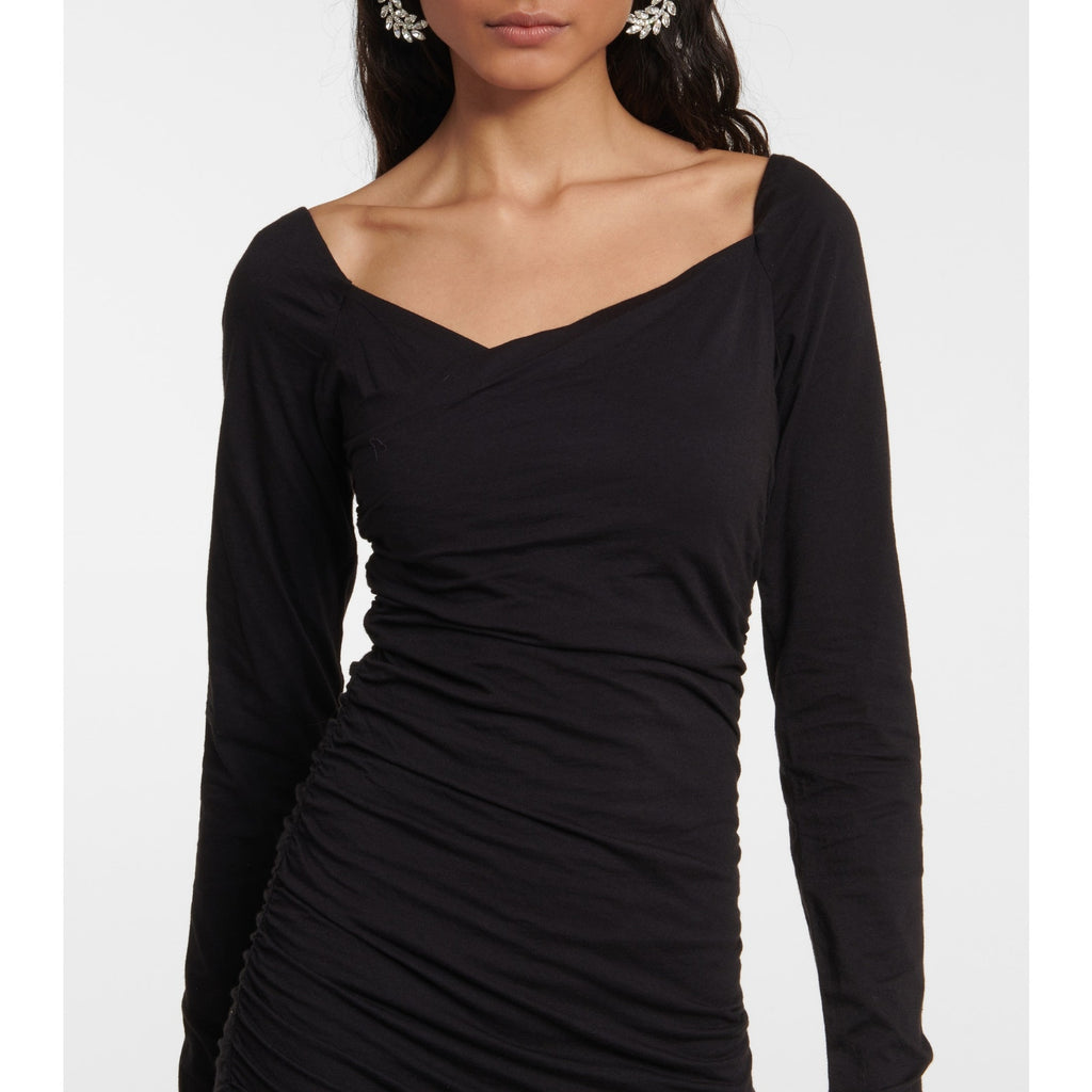 New Anthropologie Velvet by Graham & Spencer Tori Ruched Dress $189 LARGE Black