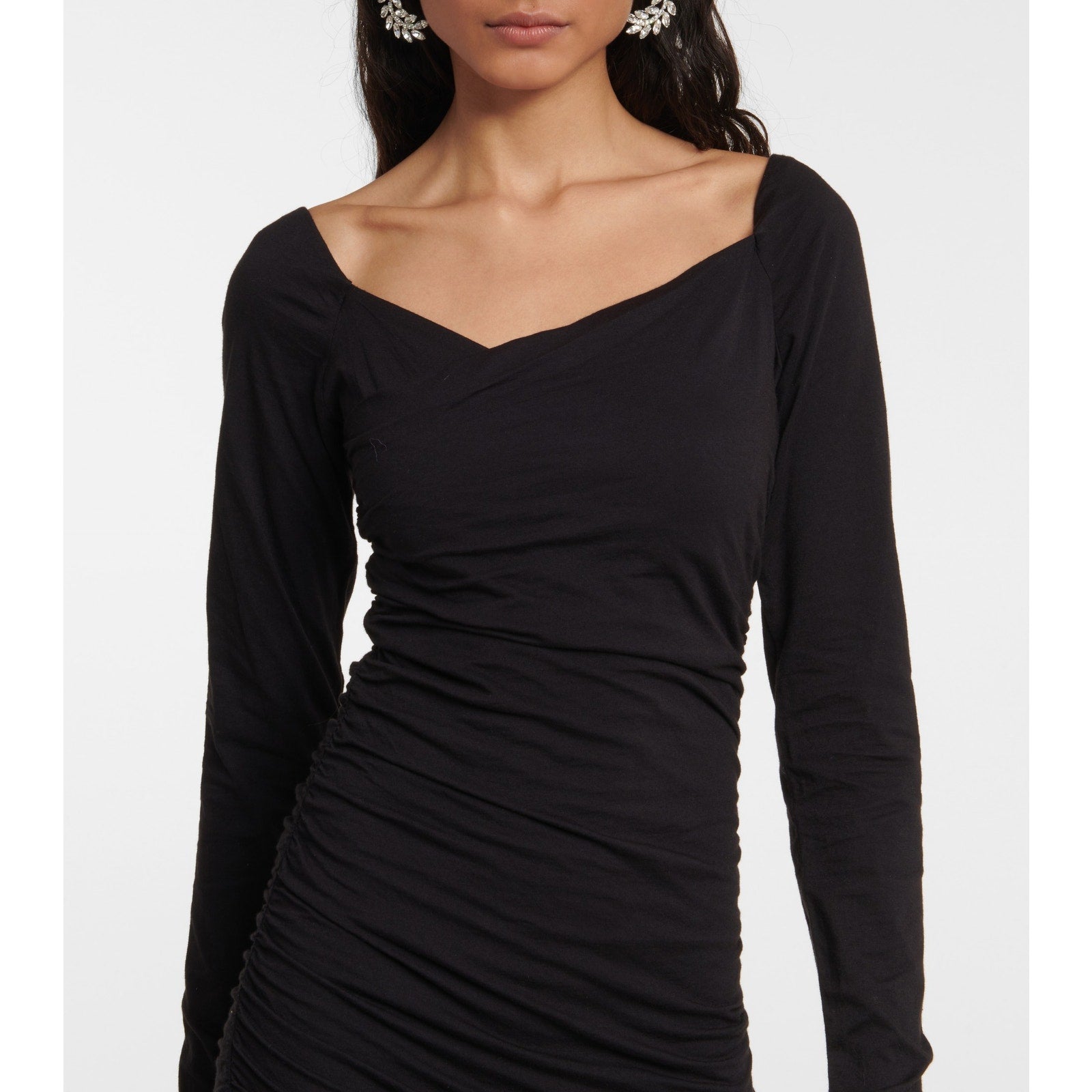 New Anthropologie Velvet by Graham & Spencer Tori Ruched Dress $189 LARGE Black
