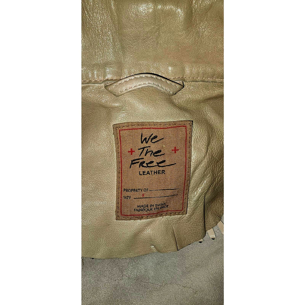 New Free People WE THE FREE Crescent Moon Jacket LEATHER $598 Cream Small