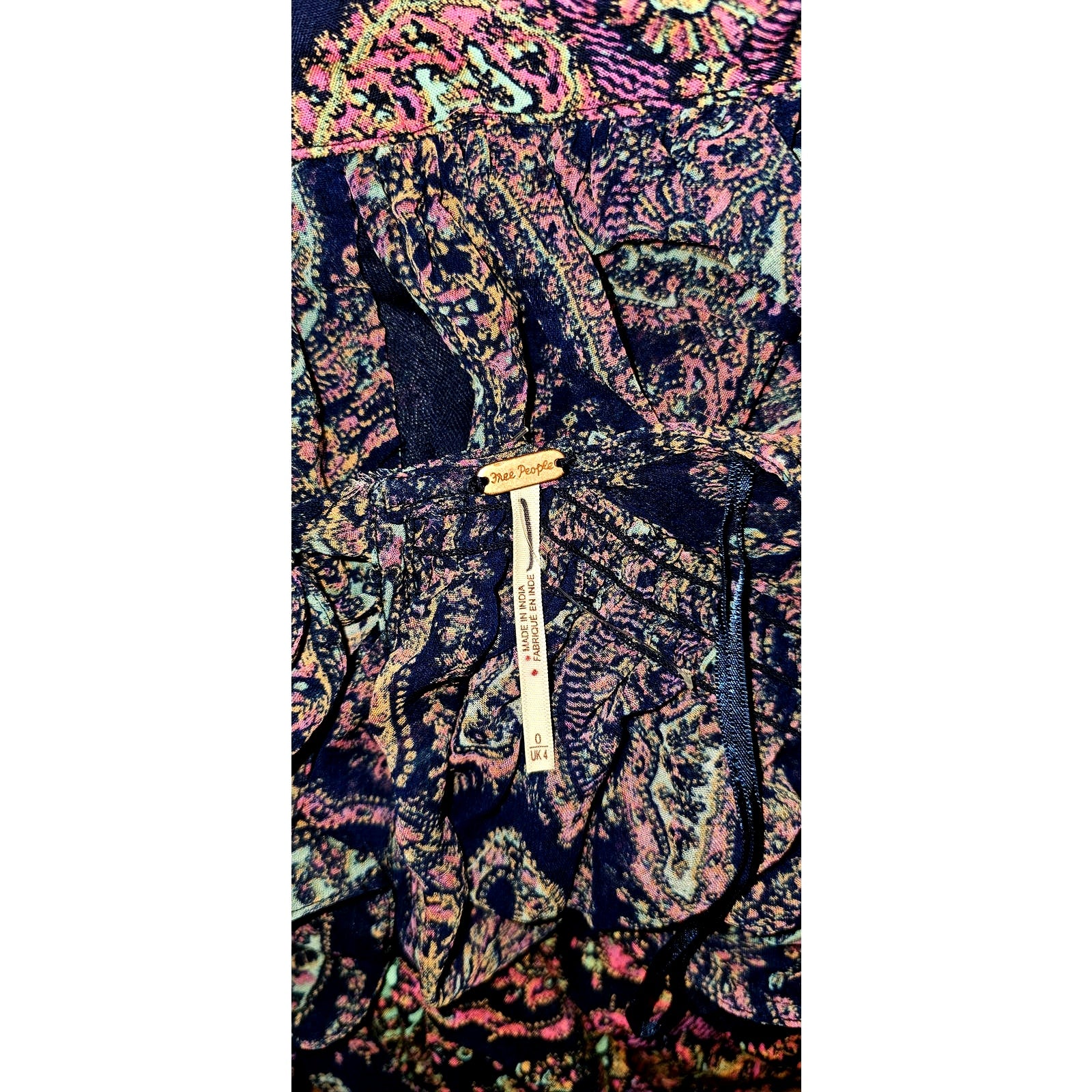 New Free People Mirage Boho Paisley Maxi Dress $198 Size 0 Long Sleeve