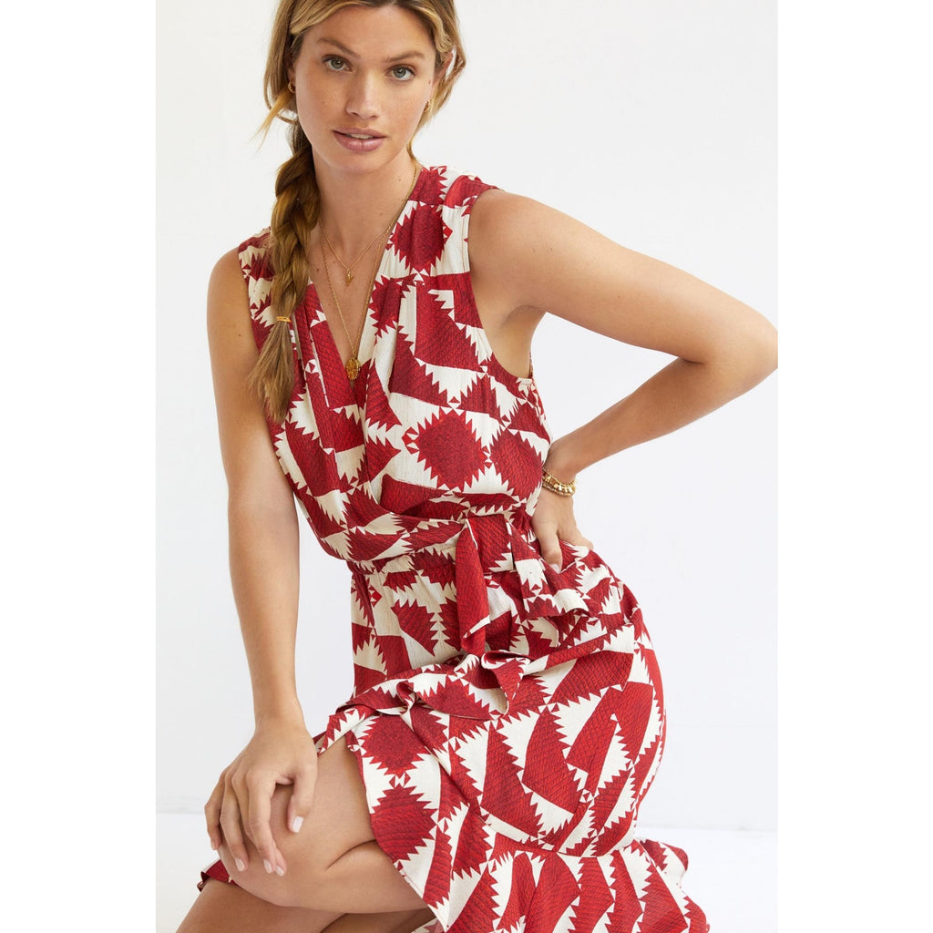 New Anthropologie Plenty by Tracy Reese Geometric Mini Dress $198 X-SMALL Red