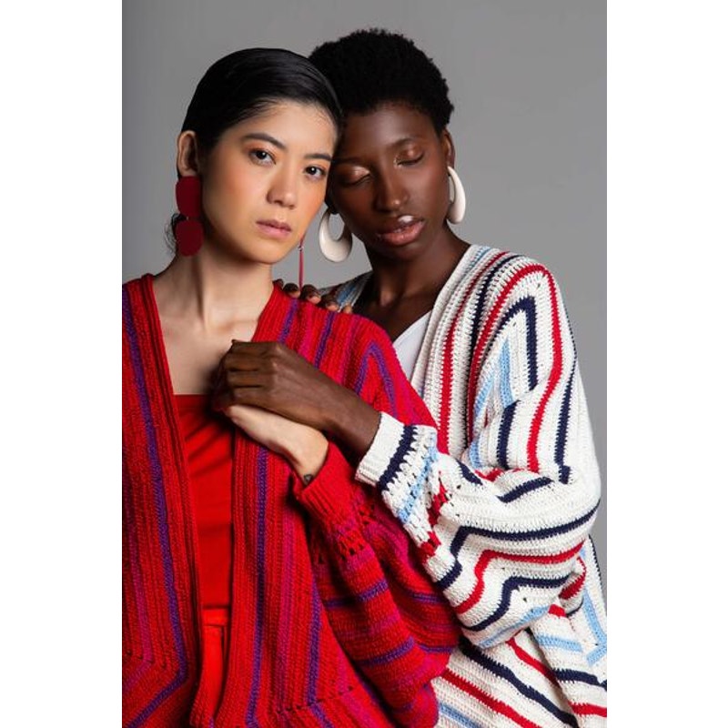 Catarina Mina Handmade Striped Casaco Cardigan