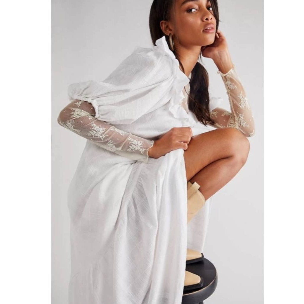 Free People Kaylyn Midi Dress Free-est MEDIUM Ivory Boho Free-est Free People