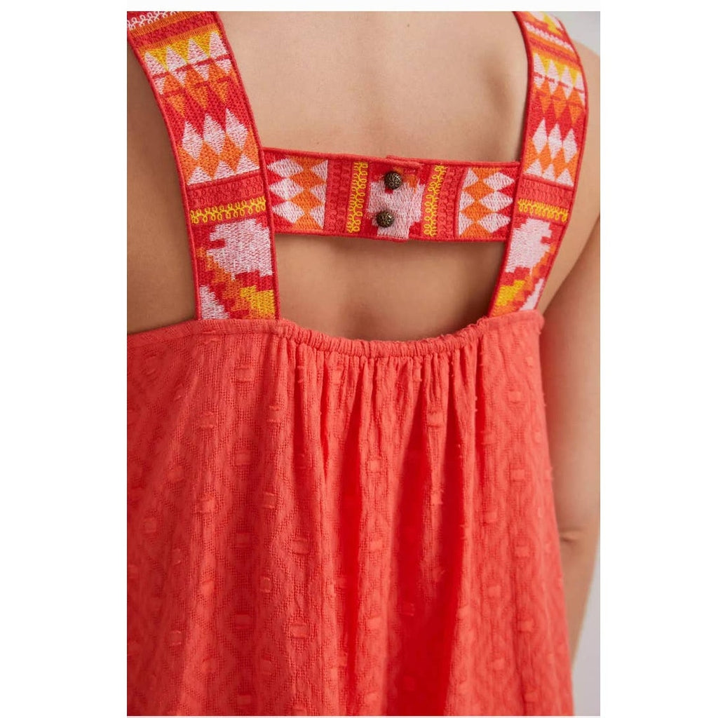 New Anthropologie Coral Embroidered Tunic Dress $148 SMALL Pink Boho