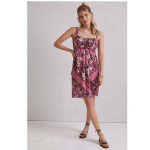 New Anthropologie Anna Sui Rosette Lace-Up Floral Mini Dress $519 SIZE 2 Purple