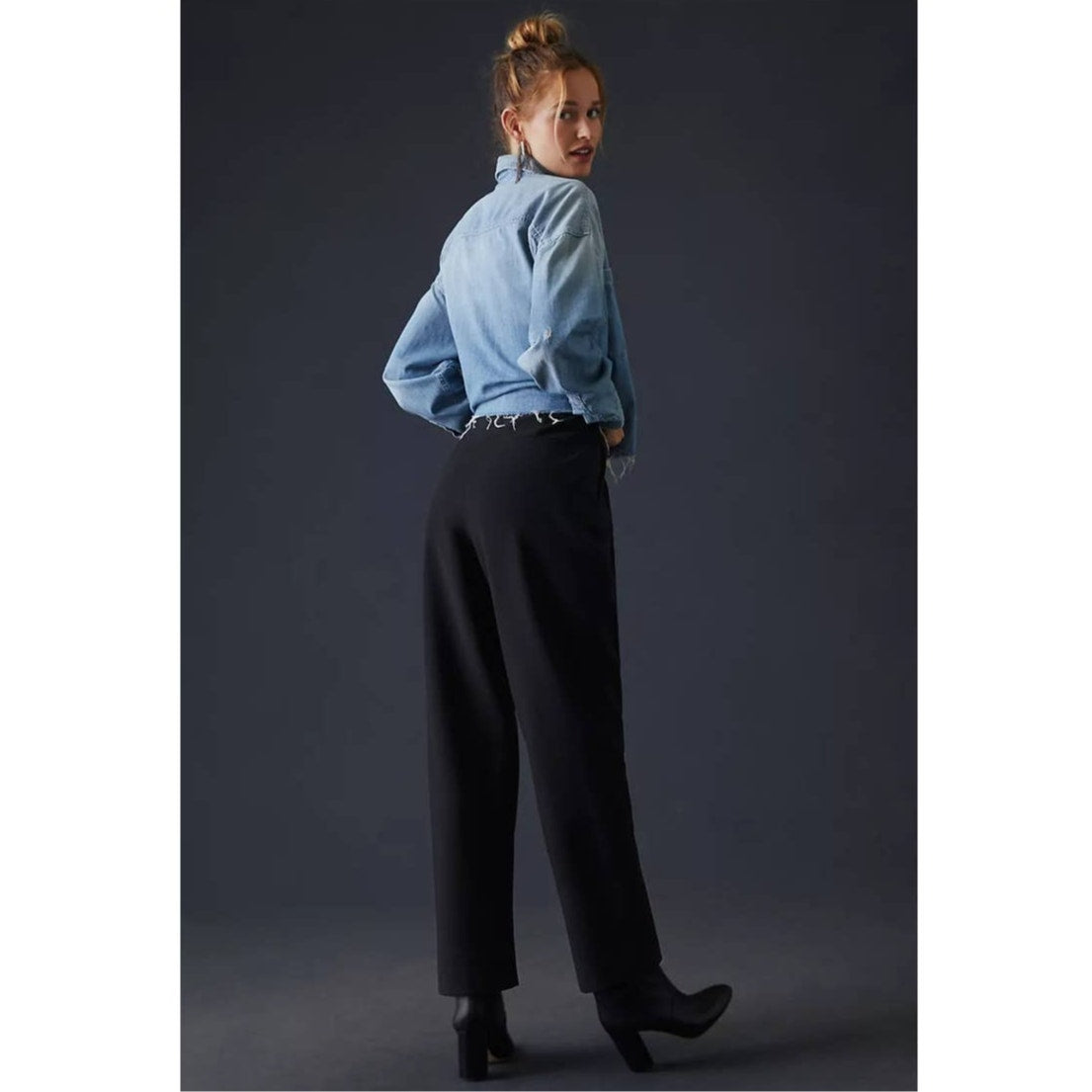 New Anthropologie Exquise Straight-Leg Trousers $180 X-LARGE Black