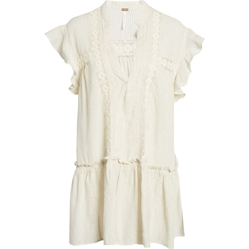 New FREE PEOPLE  Baby Blues Tunic $128 SMALL Ivory Semi-Sheer Mini Cotton