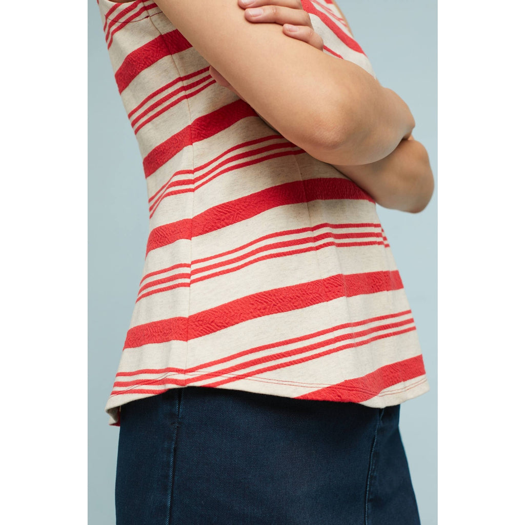 New Anthropologie Mauritius Striped Top by Vanessa Virginia SMALL Red Motif