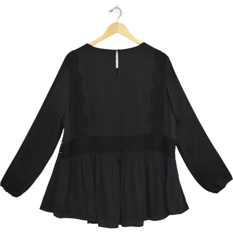 New Anthropologie Wynonna Lace Blouse by Daniel Rainn  $138 X-SMALL Black