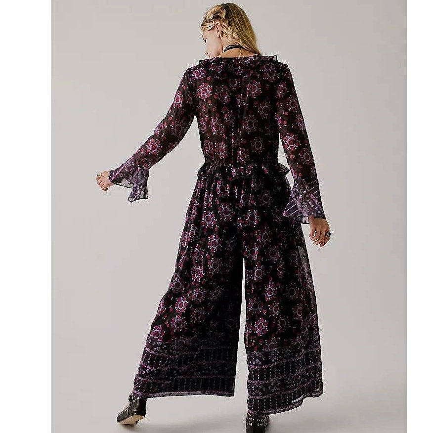 Anna Sui Cassiel Abstract Floral Jumpsuit