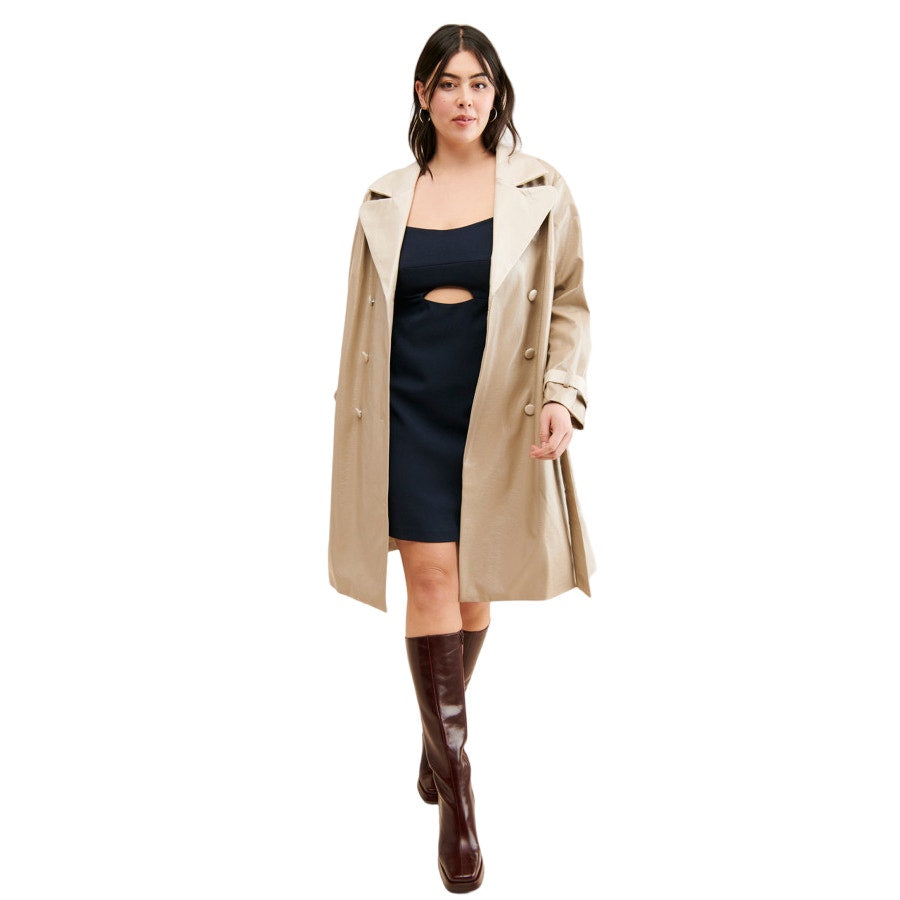 New Anthropologie Colorblock Vegan Leather Trench Coat $250 PLUS 2X