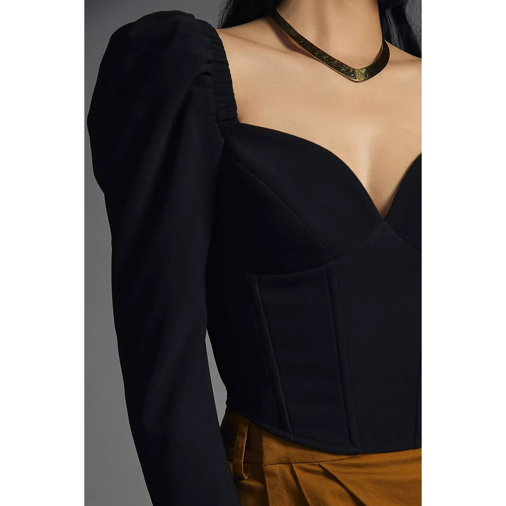New Anthropologie ASTR The Label Betty Top $88 MEDIUM Black