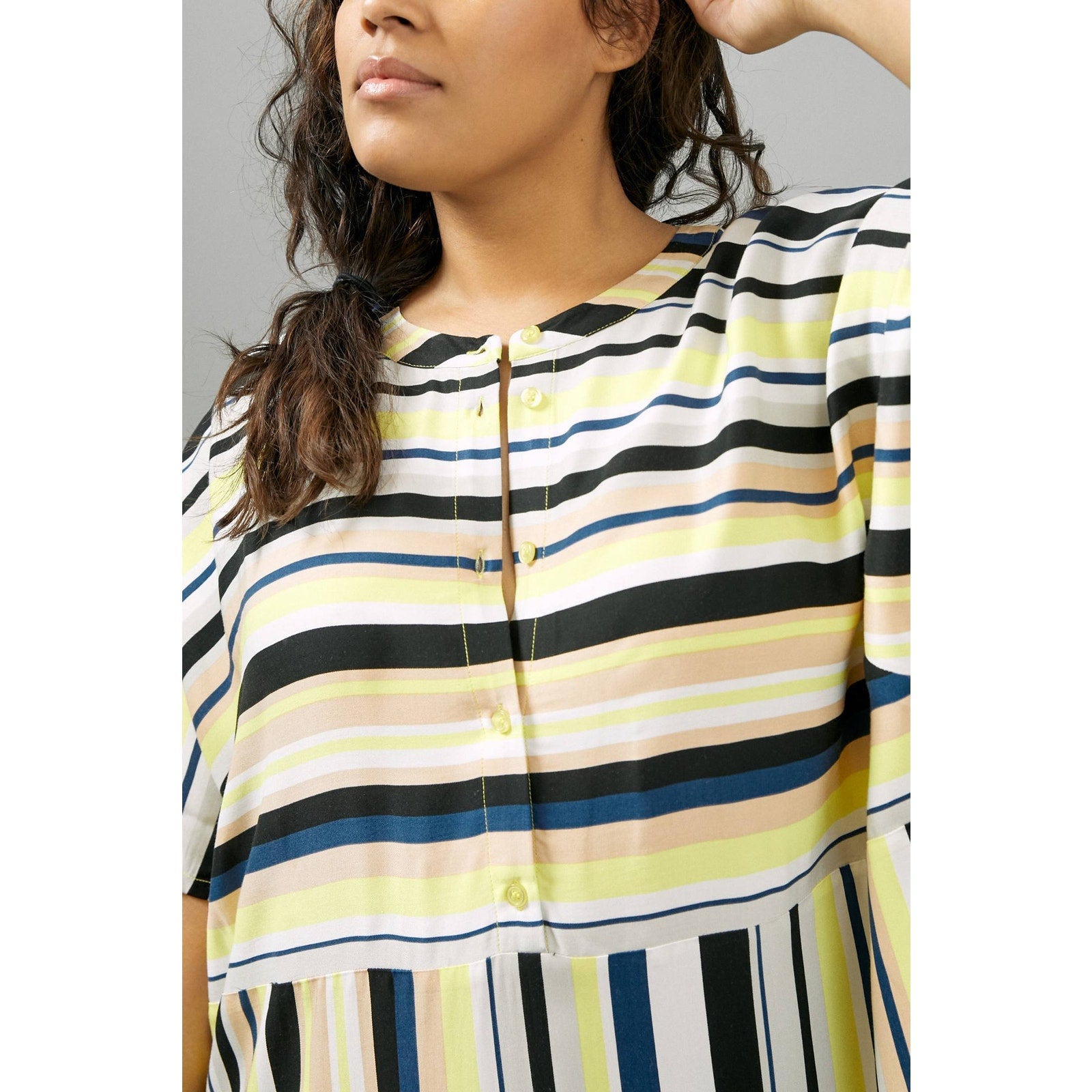 New Anthropologie Peter Som Naxos Striped Tunic Dress $148 PLUS 1X Yellow