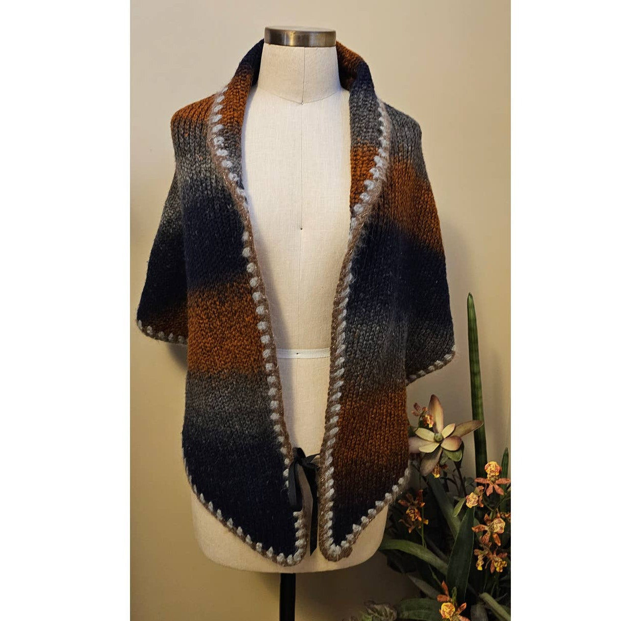 Tambour Paris ILLUSION Shawl-Vest French Merino Wool Onesize *RARE Tambour Paris