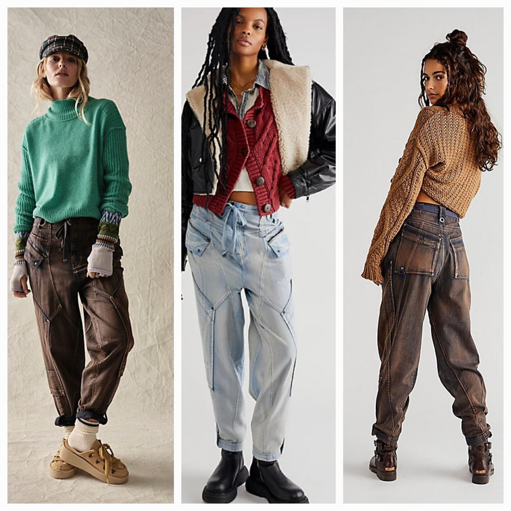 New Free People Wilder Mid-Rise Pants $228 SMALL Cargo Utility Zip Slouchy