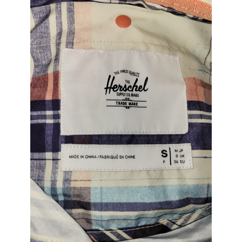 New Herschel Voyager Long Plaid Water Resistant Coach Jacket SMALL