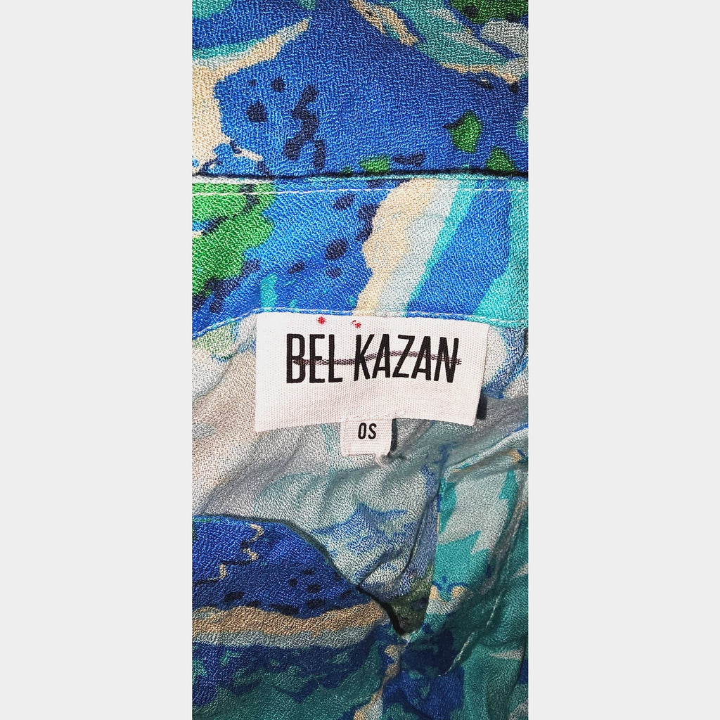 New Anthropologie Bel Kazan Floral Kaftan $150 ONESIZE Blue/Green Resort Wear