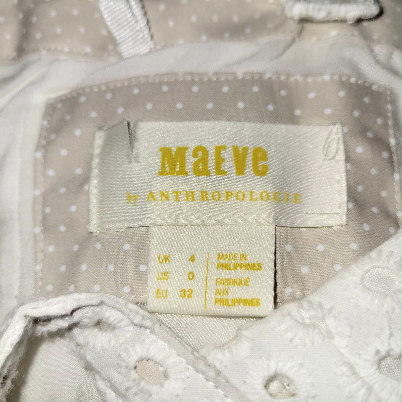 New Anthropologie Maeve Lelia Eyelet Midi Dress $188 SIZE 0 White