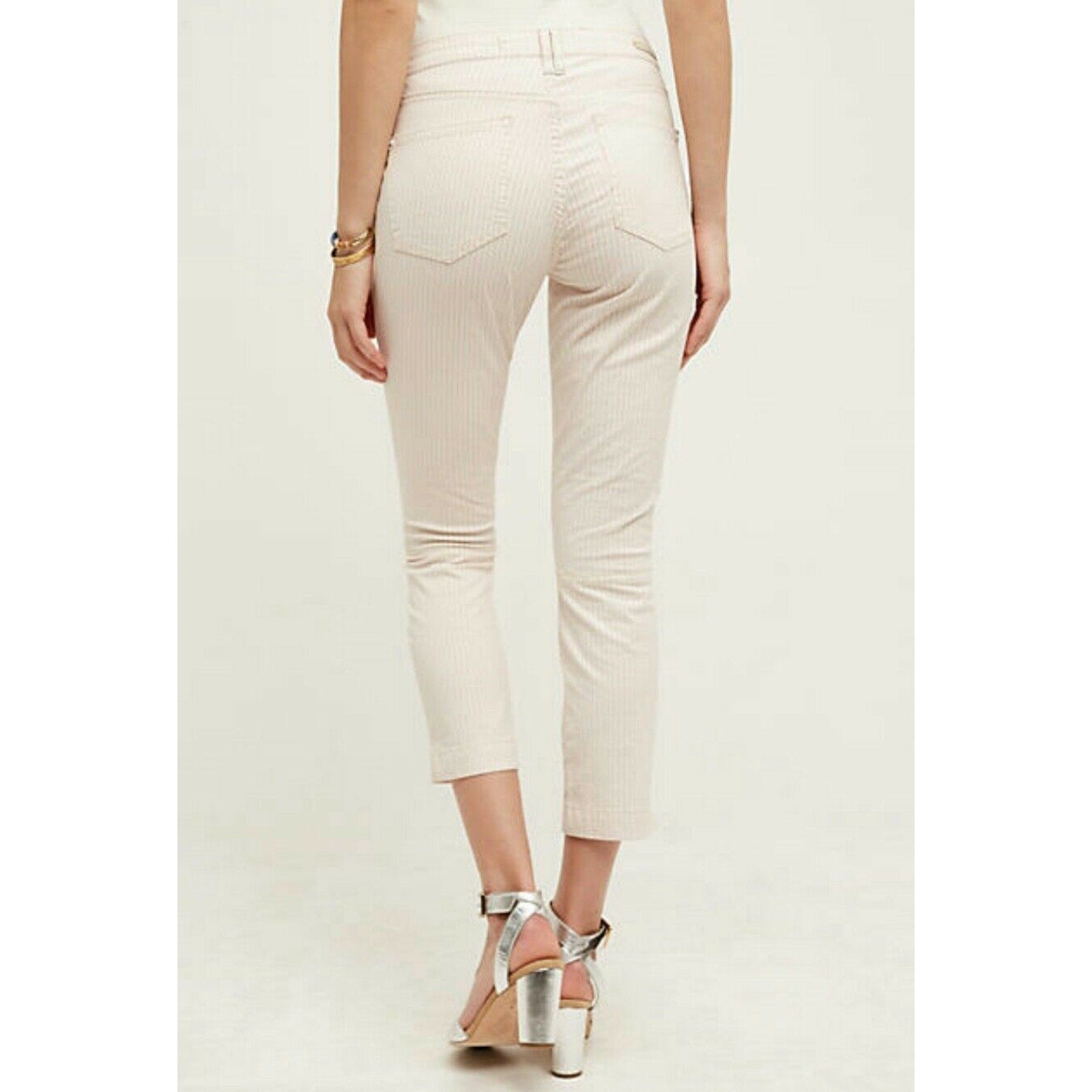 Anthropologie Blushed Stripe Capri Pants by Pilcro