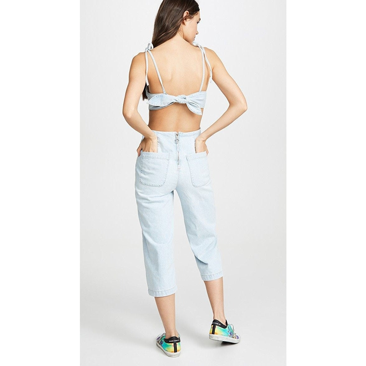 New Urban Outfitters DL1961 Hepburn Jumpsuit $209 X-SMALL Ibiza Wide-leg