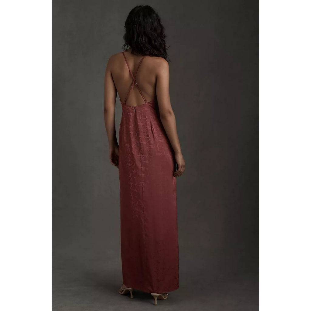 New Anthropologie Fame and Partners Arya Jacquard Slip Maxi Dress Size 6 $269