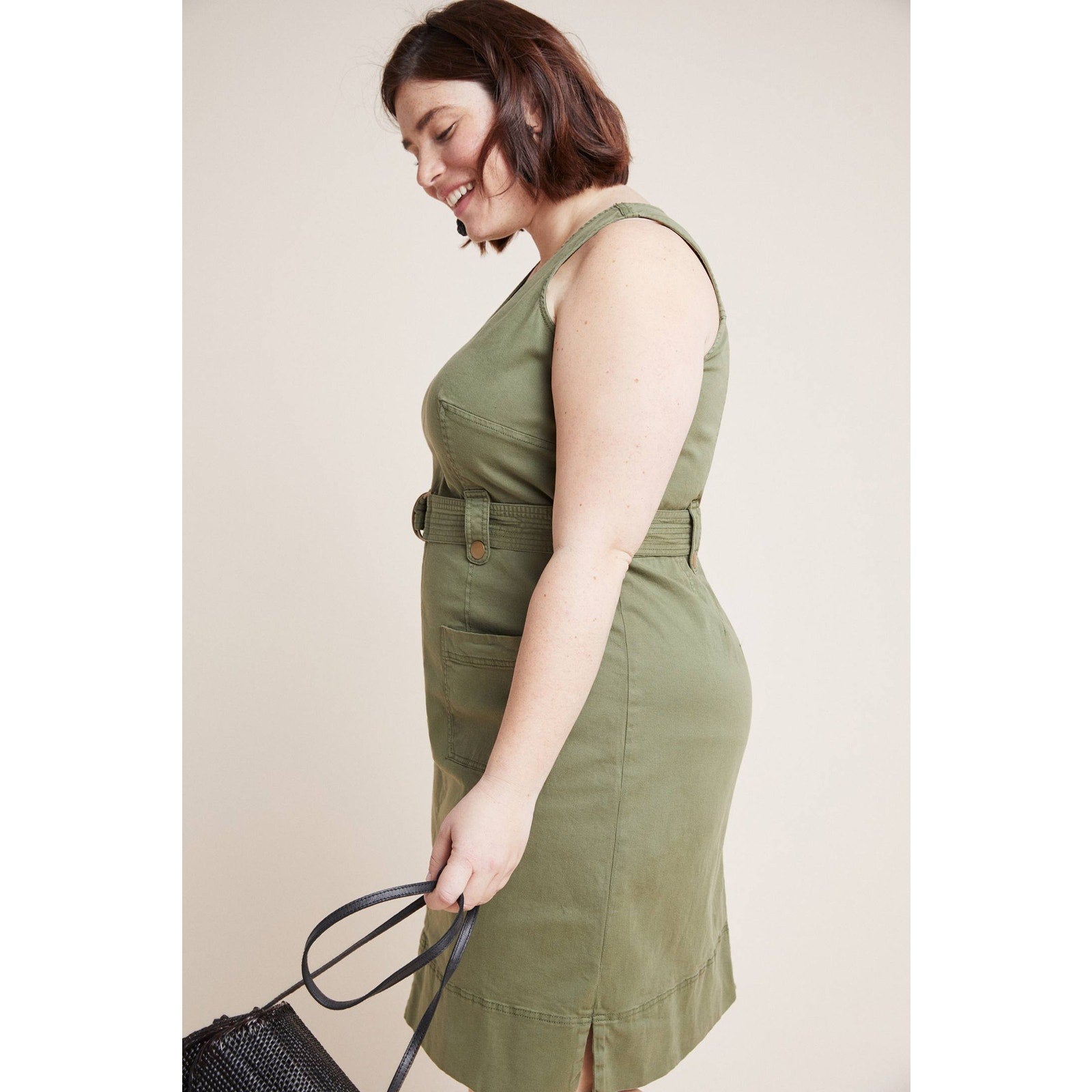 Anthropologie by Maeve Oona Utility Moss Mini Dress Size 20W Moss Green Anthropologie