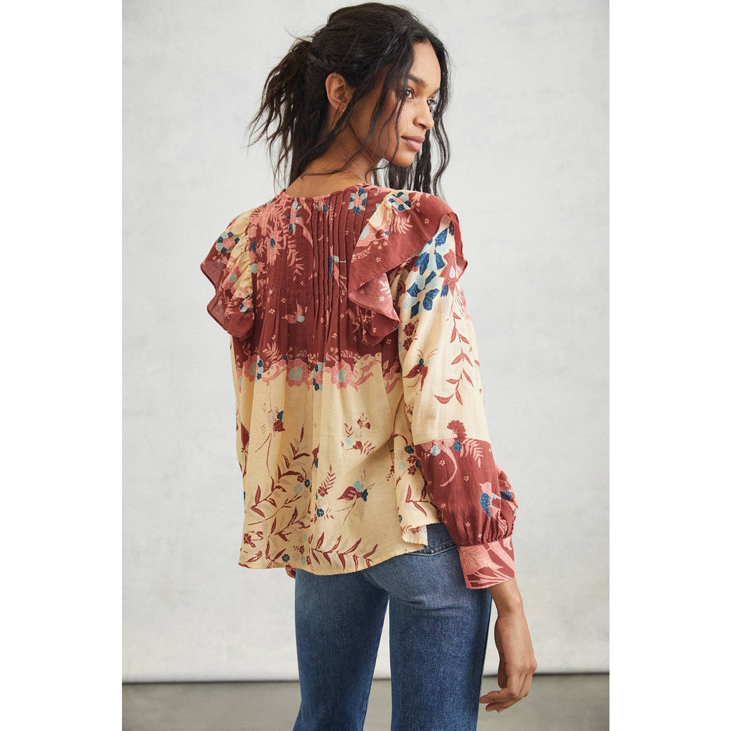 New Anthropologie Othilia Thessaly Ruffled Floral Long Sleeve Blouse $158 SMALL