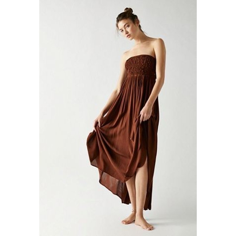 New Free People Turning Up The Temperature Maxi $118 SMALL Desert Topaz Brown