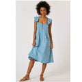 New Anthropologie Pilcro Flutter Sleeve Midi Dress $160 X-SMALL Blue