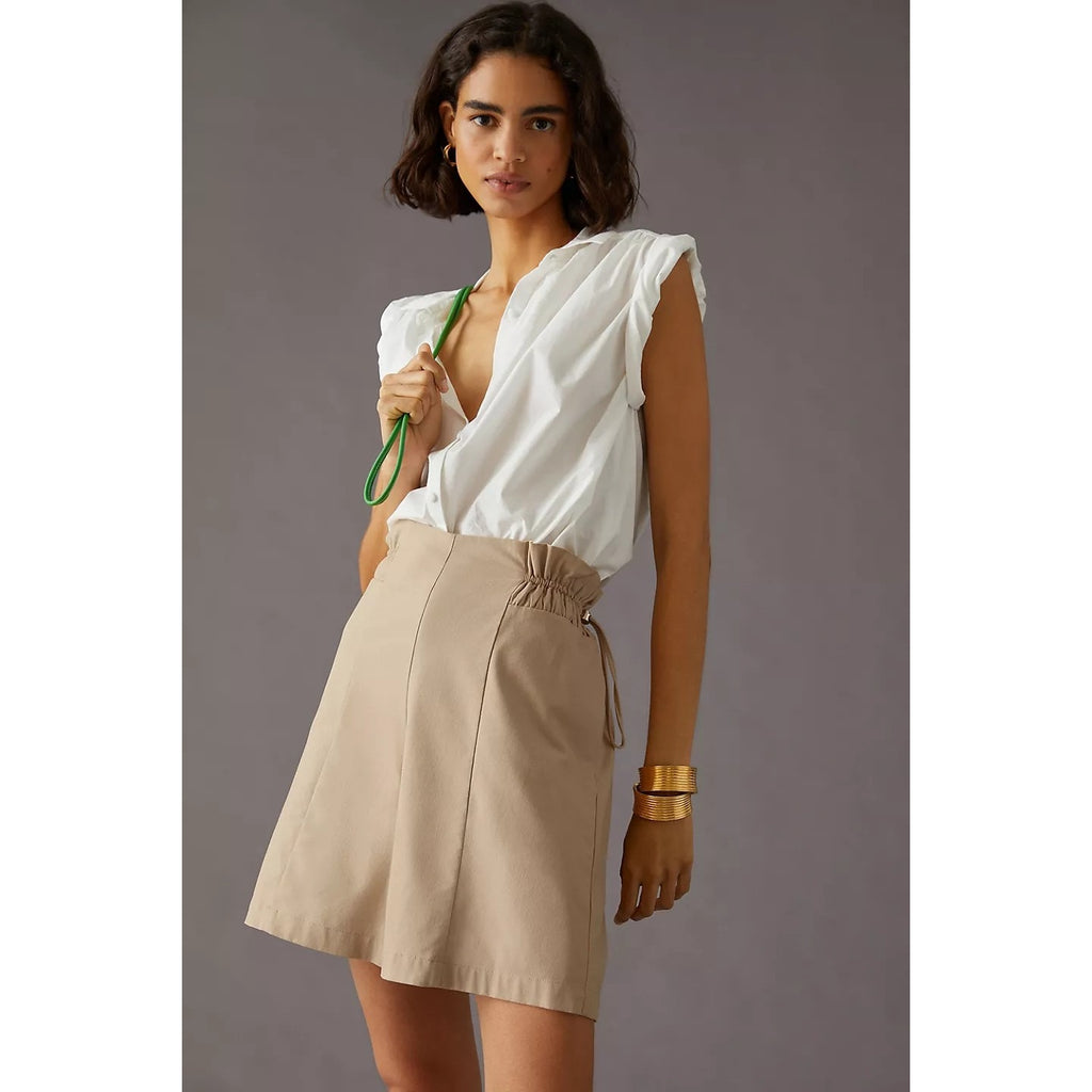 New Anthropologie Mon Renn Quinn Shorts $149 SIZE 4 Cotton Linen Drawstring