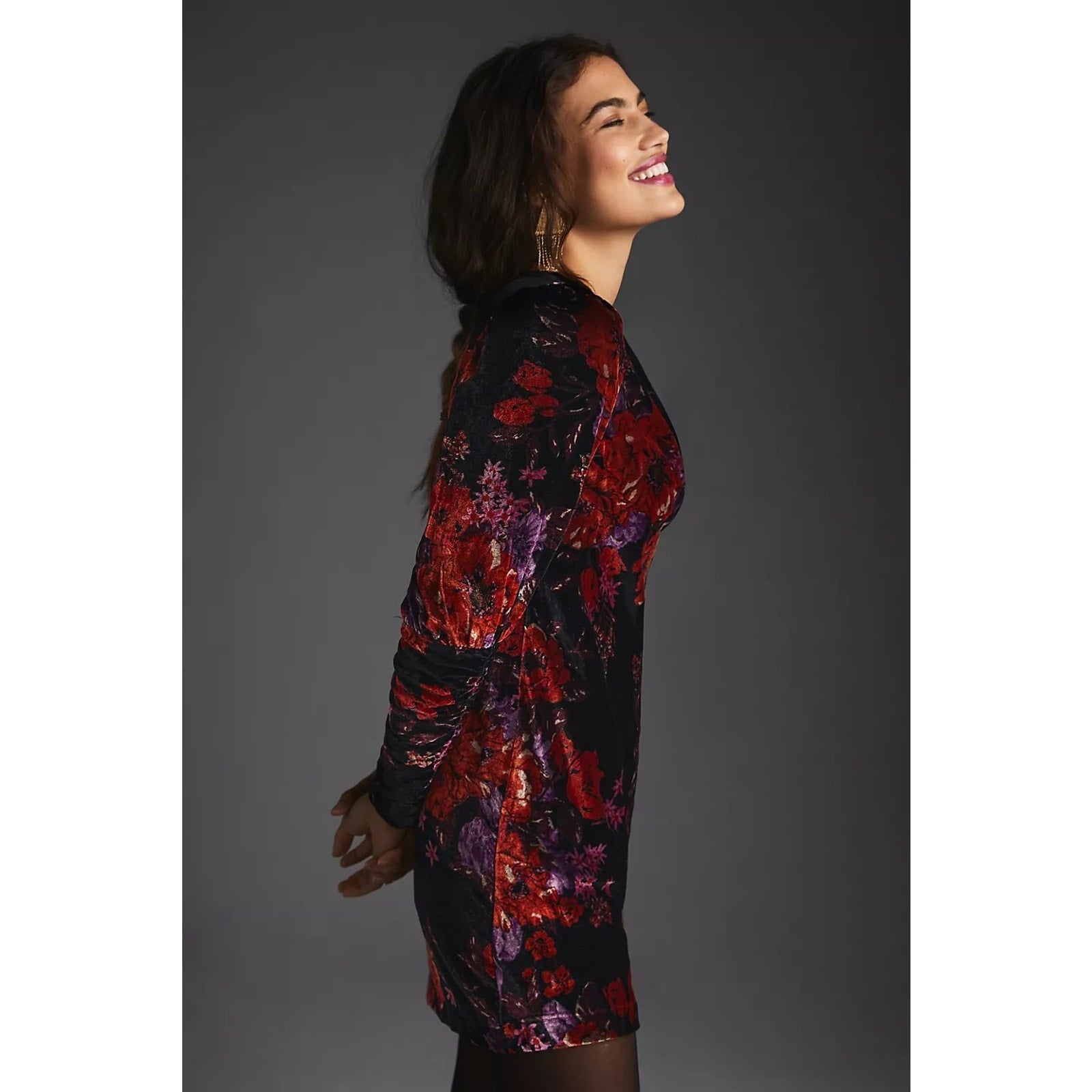 New Anthropologie Maeve Cowl-Neck Velvet Dress $180 X-SMALL Black Motif