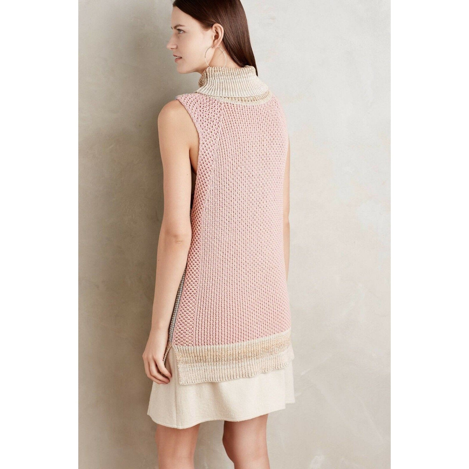 New $228 Anthropologie Color Block Turtleneck Vest by Raoul SMALL