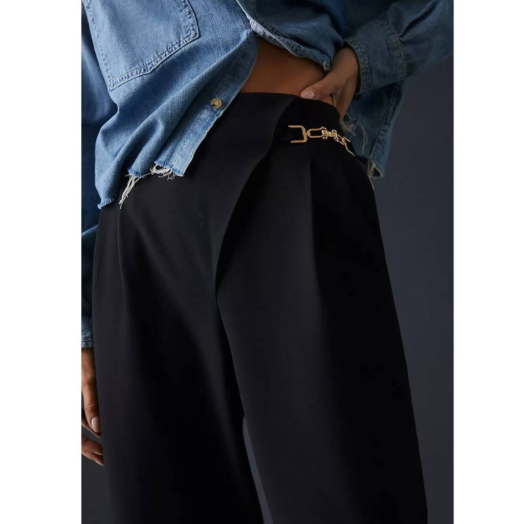 New Anthropologie Exquise Straight-Leg Trousers $180 X-LARGE Black